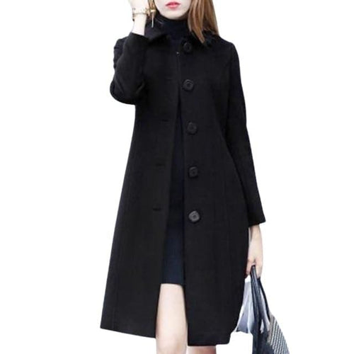 ELVP Women's Fine Fashion Elegant Black Luxury Style Wool Coat Jacket - Divine Inspiration Styles