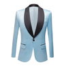 CGSUITS Men's Fashion Luxury Style Jacquard Golden Sky Blue & Black Tuxedo Blazer Suit Jacket - Divine Inspiration Styles