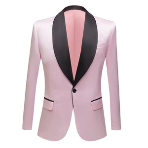 CGSUITS Men's Fashion Luxury Style Jacquard Golden Sky Blue & Black Tuxedo Blazer Suit Jacket - Divine Inspiration Styles