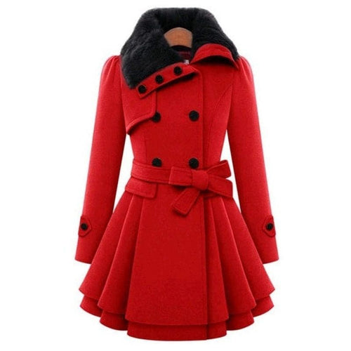 HEATHER Design Women's Fine Fashion Luxury Style Designer Red Wool Coat Jacket - Divine Inspiration Styles