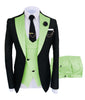 KENTON SUITS Men's Fashion Formal 3 Piece Tuxedo (Jacket + Vest + Pants) Black & Mint Green Suit Set - Divine Inspiration Styles