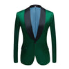 CGSUITS Men's Fashion Luxury Style Jacquard Golden Sky Blue & Black Tuxedo Blazer Suit Jacket - Divine Inspiration Styles