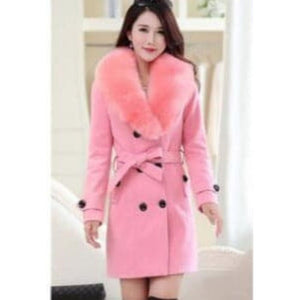 MDG Women's Fine Fashion Gray Coat Jacket Premium Quality Fur Collar Designer Wool Coat Jacket - Divine Inspiration Styles