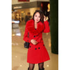 MDG Women's Fine Fashion Red Coat Jacket Premium Quality Fur Collar Designer Wool Coat Jacket