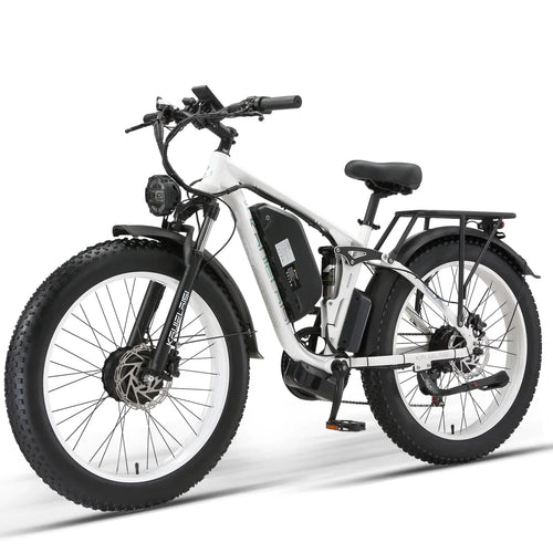 KETELES Electric Bicycle 3000W Dual Motor 52V 26AH Battery White & Black Electric Bike 24 Inch City Cruiser & Mountain Bike