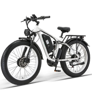 KETELES Electric Bicycle 3000W Dual Motor 52V 26AH Battery Black & Green Electric Bike 24 Inch City Cruiser & Mountain Bike