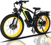 YQ Electric Bicycle Fast Speed 3000W 48V 26" Black & Yellow Smart Dual Motor EBike 35-37MPH Electric City Cruiser & Mountain Bike