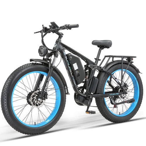 KETELES Electric Bicycle 3000W Dual Motor 52V 26AH Battery Blue & Black Electric Bike 24 Inch Mountain Bike