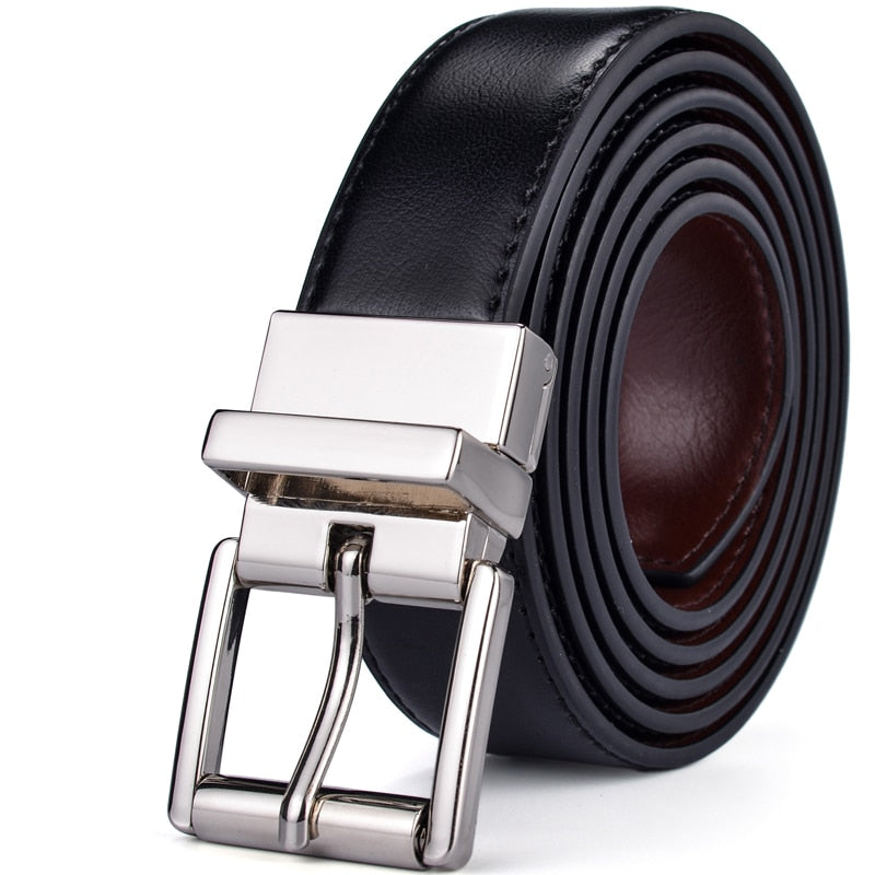 BELTOX Design Collection Men's Fashion 100% Genuine Leather Black & Silver Tone Belts - Special Offer!