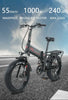 RANDRIDE Electric Bicycle 1000W 48V 17AH 20" Black & Red Smart Folding Electric Mountain Bike