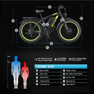 YQ Electric Bicycle Fast Speed 3000W 48V 26" Black & Yellow Smart Dual Motor EBike 35-37MPH Electric City Cruiser & Mountain Bike