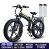 DEEPOWER Electric Bicycle 2000W PRO 48V 25AH 26" Black & Green Smart Folding Electric Mountain Bike