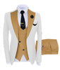 KENTON SUITS Men's Fashion Formal 3 Piece Tuxedo (Jacket + Pants + Vest) White & Bright Purple Suit Set - Divine Inspiration Styles