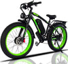 YQ Electric Bicycle Fast Speed 3000W 48V 26" Green & Black Smart Dual Motor EBike 35-37MPH Electric City Cruiser & Mountain Bike