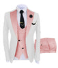 KENTON SUITS Men's Fashion Formal 3 Piece Tuxedo (Jacket + Pants + Vest) White & White Suit Set - Divine Inspiration Styles