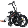 RANDRIDE Electric Bicycle 1000W 48V 17AH 20" Black & Red Smart Folding Electric Mountain Bike