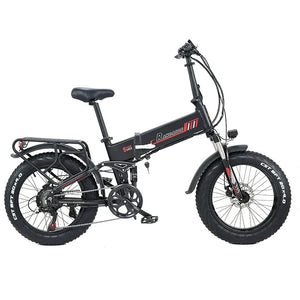 RANDRIDE Electric Bicycle 1000W 48V 17AH 20" Black & Red Smart Folding Electric Mountain Bike