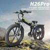 DEEPOWER Electric Bicycle 2000W PRO 48V 25AH 26" Black & Green Smart Folding Electric Mountain Bike