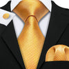 BWG VIP Design Collection Men's Fashion Bright Golden Yellow Jacquard 100% Premium High Quality Silk Ties