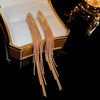 LUXE Women's Fashion Gold Silver Long Thread Tassel Drop Earrings