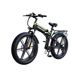 DEEPOWER Electric Bicycle 2000W PRO 48V 25AH 26" Black & Green Smart Folding Electric Mountain Bike