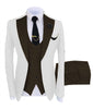 KENTON SUITS Men's Fashion Formal 3 Piece Tuxedo (Jacket + Pants + Vest) White & White Suit Set - Divine Inspiration Styles