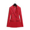 WELLINGTON SUITS Women's Elegant Stylish Office Fashion Red Blazer Jacket & Pants Suit Set - Divine Inspiration Styles