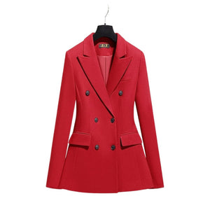 WELLINGTON SUITS Women's Elegant Stylish Office Fashion Red Blazer Jacket & Pants Suit Set - Divine Inspiration Styles