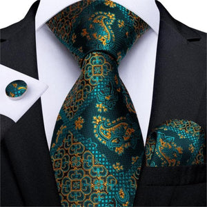 DBG VIP Design Collection Men's Fashion Deep Emerald Green Plaid Design 100% Premium Quality Silk Ties - Divine Inspiration Styles