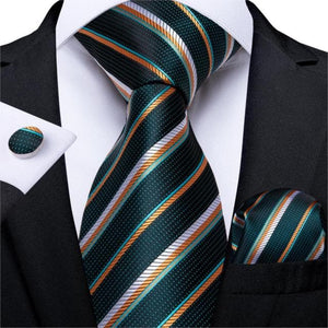 DBG VIP Design Collection Men's Fashion Deep Emerald Green Plaid Design 100% Premium Quality Silk Ties - Divine Inspiration Styles