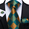 DBG VIP Design Collection Men's Fashion Deep Emerald Green Plaid Design 100% Premium Quality Silk Ties - Divine Inspiration Styles