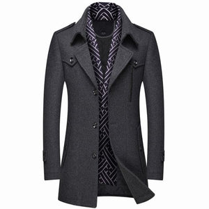 RUEL Design Men's Fashion Premium Quality Stylish Long Wool Blend Trench Coat Jacket - Divine Inspiration Styles