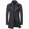 RUEL Design Men's Fashion Premium Quality Navy Blue Stylish Long Wool Blend Trench Coat Jacket - Divine Inspiration Styles