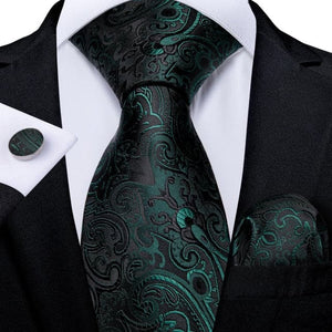 DBG VIP Design Collection Men's Fashion Deep Emerald Green Plaid Design 100% Premium Quality Silk Ties - Divine Inspiration Styles