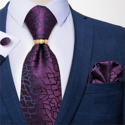 DBG VIP Design Collection Men's Fashion Purple Mesh Design 100% Premium Quality Silk Tie Set - Divine Inspiration Styles