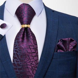 DBG VIP Design Collection Men's Fashion Purple Mesh Design 100% Premium Quality Silk Tie Set - Divine Inspiration Styles