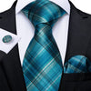 DBG VIP Design Collection Men's Fashion Deep Emerald Green Plaid Design 100% Premium Quality Silk Ties - Divine Inspiration Styles