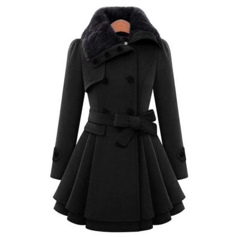 HEATHER Design Women's Fine Fashion Luxury Style Designer Black Wool Coat Jacket - Divine Inspiration Styles