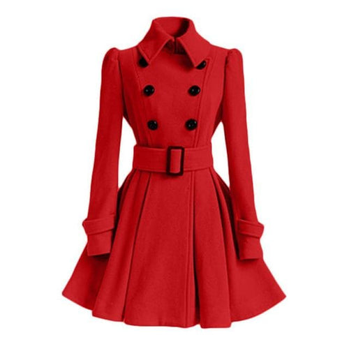 HEATHER Design Women's Fine Fashion Classic Luxury Style Designer Red Wool Coat Jacket - Divine Inspiration Styles