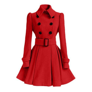 HEATHER Design Women's Fine Fashion Classic Luxury Style Designer Red Wool Coat Jacket - Divine Inspiration Styles