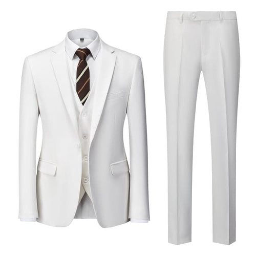 BRADLEY VIP SUITS Men's Fashion Formal Business & Special Events Wear 3 Piece (Jacket + Pants + Vest) White Suit Set - Divine Inspiration Styles