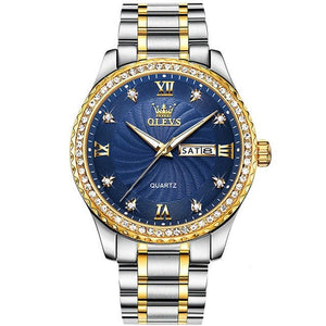 OLEVS Men's Luxury Fine Fashion Premium Top Quality Genuine Diamonds Dial Design Stainless Steel Watch - Divine Inspiration Styles