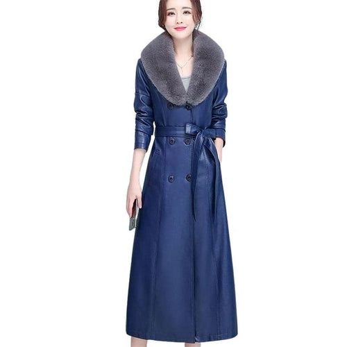 BELLA Design Women's Fine Fashion Long Luxury Designer Leather Plush Fur Coat - Divine Inspiration Styles