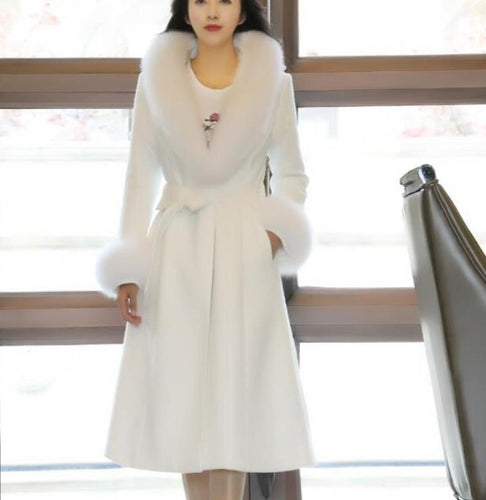 ELEANOR Design Women's Fine Fashion Elegant Luxury Style Long Wool Coat Jacket - Divine Inspiration Styles