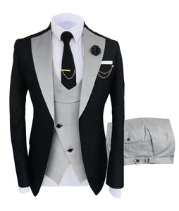 KENTON SUITS Men's Fashion Formal 3 Piece Tuxedo (Jacket + Vest + Pants) Black & Black Suit Set - Divine Inspiration Styles