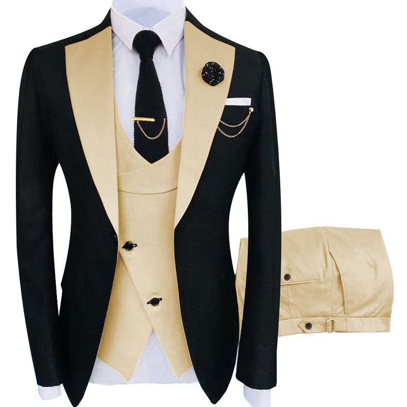 Mens Two Button Floral Pattern Gold Tuxedo Suit Plus Pants