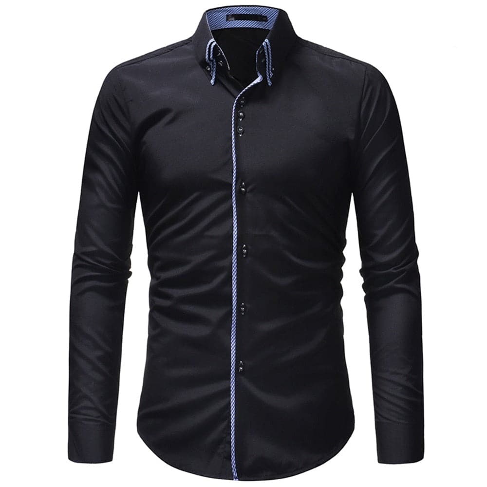 T-BIRD Men's Business Casual Fashion Premium Quality Long Sleeves Solid Social Dress Shirt - Divine Inspiration Styles