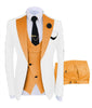 KENTON SUITS Men's Fashion Formal 3 Piece Tuxedo (Jacket + Pants + Vest) White & Light Blue Sky Blue Suit Set - Divine Inspiration Styles