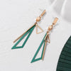 PXM Women's Fashion Stylish Statement Green Geometric Gold Tone Drop Earrings - Divine Inspiration Styles