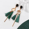 PXM Women's Fashion Stylish Statement Green Geometric Gold Tone Drop Earrings - Divine Inspiration Styles